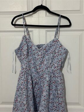Francesca's Collections Light Blue Floral Midi Dress